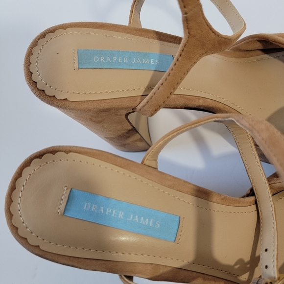 DRAPER JAMES Paloma Platform Tan Suede Slink Back Pumps Sz 8.5 Y2K Going Out - Picture 9 of 12